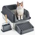 thumbnail image 1 of 6 Inch Deep Cat Litter Box with Odor Control and Built-In Filter, 1 of 6