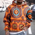 thumbnail image 2 of Valora Men Sweatshirt Men's Hoodies Sweatshirts Warm Pullover with Long Sleeve African Wind Print Design for Everyday Comfort Orange S, 2 of 4