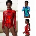 thumbnail image 2 of Silver Metallic Ballet Suit with Long Sleeves for Women Ballet Dance Tops Suitable for Parties and Carnivals Stage, 2 of 8