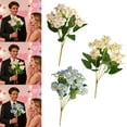 thumbnail image 1 of Ramo artificial de flores de plástico - rosa blanco, azul 1 pieza • recuerdo decorativo de 13 pulgadas, sin mantenimiento, resistente al desvanecimiento, regalo romántico para exhibición en la, 1 of 6
