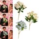 thumbnail image 1 of Ramo artificial de flores de plástico - rosa blanco, azul 1 pieza • recuerdo decorativo de 13 pulgadas, sin mantenimiento, resistente al desvanecimiento, regalo romántico para exhibición en la, 1 of 6