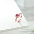 thumbnail image 4 of Gem Stone King 18K Rose Gold Plated Silver Pink Moissanite and White Moissanite Engagement Ring for Women (1.06 Cttw, Round 5MM, Available in Size 5, 6, 7, 8, 9), 4 of 6