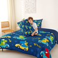 thumbnail image 4 of Metsweet Cartoon Dinosaur Full Size Comforter Sets 3-Piece, Car Theme Bedding Comforter Set, Blue Yellow Red,Navy Blue Reversible,1 Comforter and 2 Pillowcases, 4 of 6