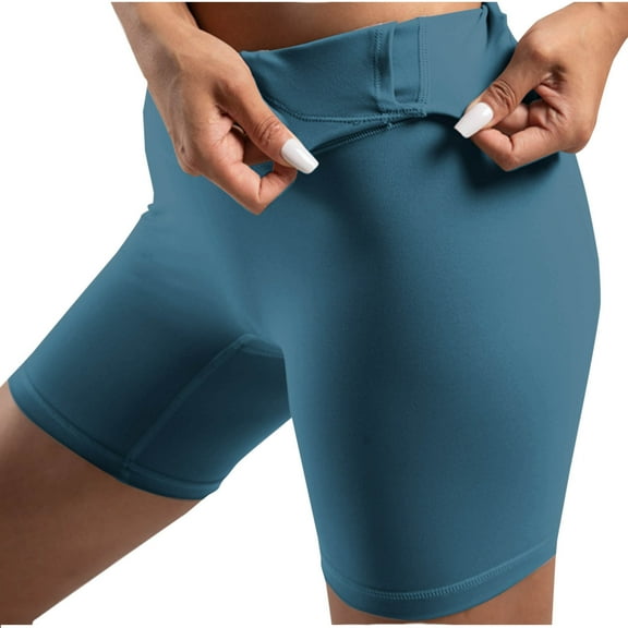 USNSM Women's Biker Shorts Tummy Control Workout Shorts High Waisted Compression Gym Running Stretch Yoga Shorts Sky Blue S
