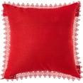 thumbnail image 2 of Violet Linen Christmas Braided Holly Lace Pattern, Polyester Burlap Fabric, Lace Border, Embroidered, , Poinsettia - Stars, 18 Inch x 18 Inch, Decorative Throw Pillow Cover, 2 of 7