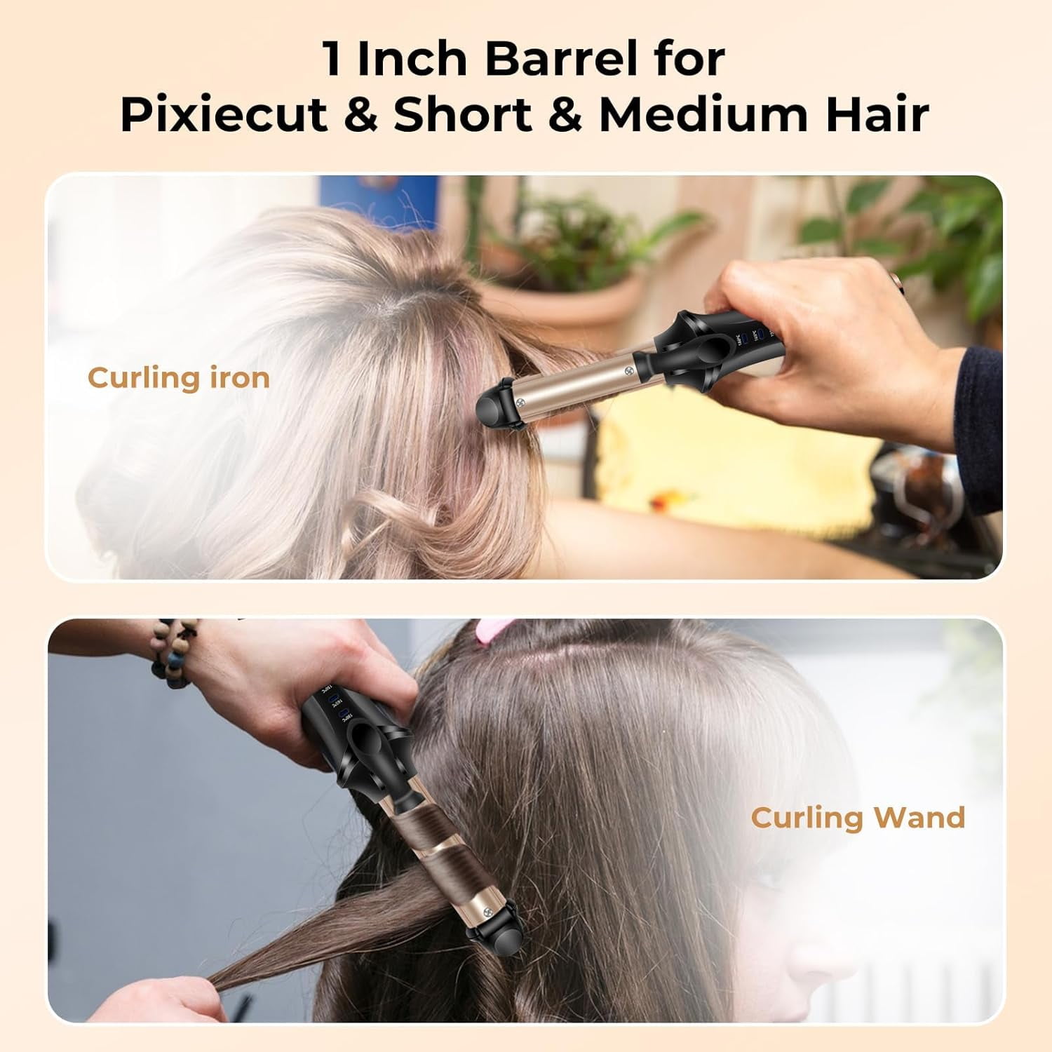 Cordless Auto-Off Curling Iron, USB Rechargeable Ceramic Hair Curler for Travel, Portable & Compact Design with 3 Temperature Settings for On-the-Go Styling