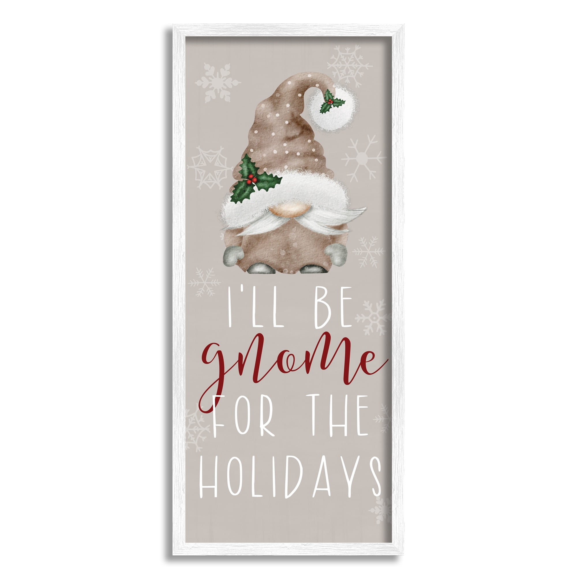 Gnome For The Holidays Fun Neutral Tones Text Holiday Graphic Art Framed Art Print Wall Art