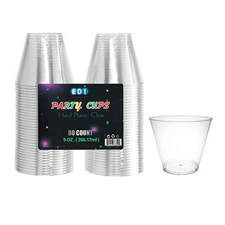 EDI 9-Ounce Clear Hard Plastic Party Cups Old Fashioned Tumblers
