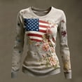 thumbnail image 2 of QASIEATN Women's Casual Long Sleeved Sweatshirt Celebrates 250th Anniversary with The National Flag Flowers Patriotism and Flag Top, 2 of 3