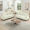 thumbnail image 4 of Newest Classic 2 Piece Modular Couch Living Room Sofa Set,Flared Arms,Removable Ruffles Pleats Skirts,Spindle Legs, 2 Seater Sofa + 2-Seat Loveseat Sofa Sets for Living Room, Beige White, 4 of 19