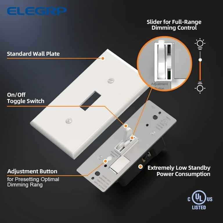 Smart Dimmer Light Switch Single Pole 2.4GHz Wi-Fi Dimmer Switch Compatible W/Alexa And Google Assistant Black, 2-Pieces