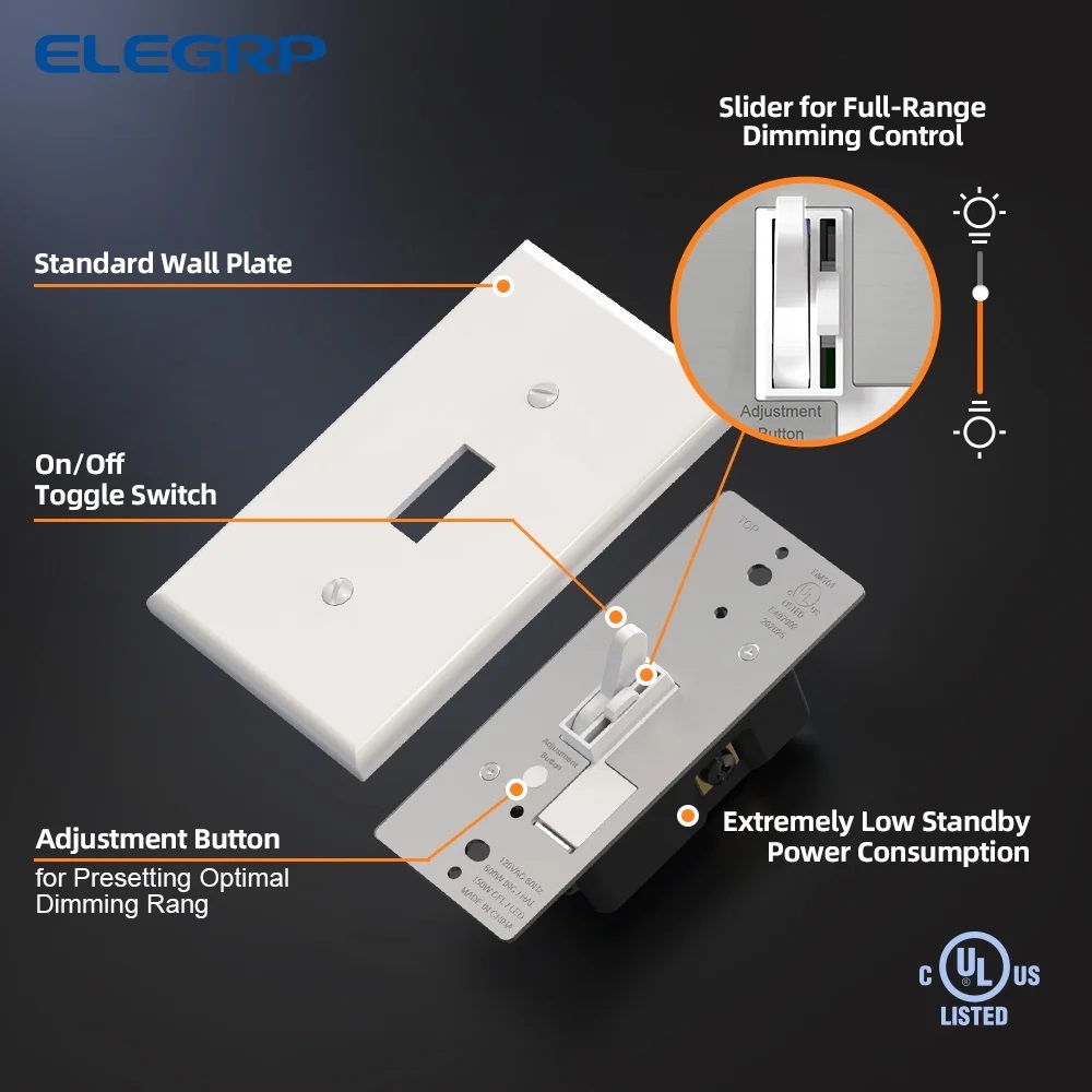 ELEGRP Slide Toggle LED Dimmer Switch, 2-Pack photo 4