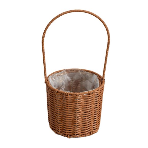Small Woven Flower Basket Storage Basket With Long Handle For Toy Containers House Supplies