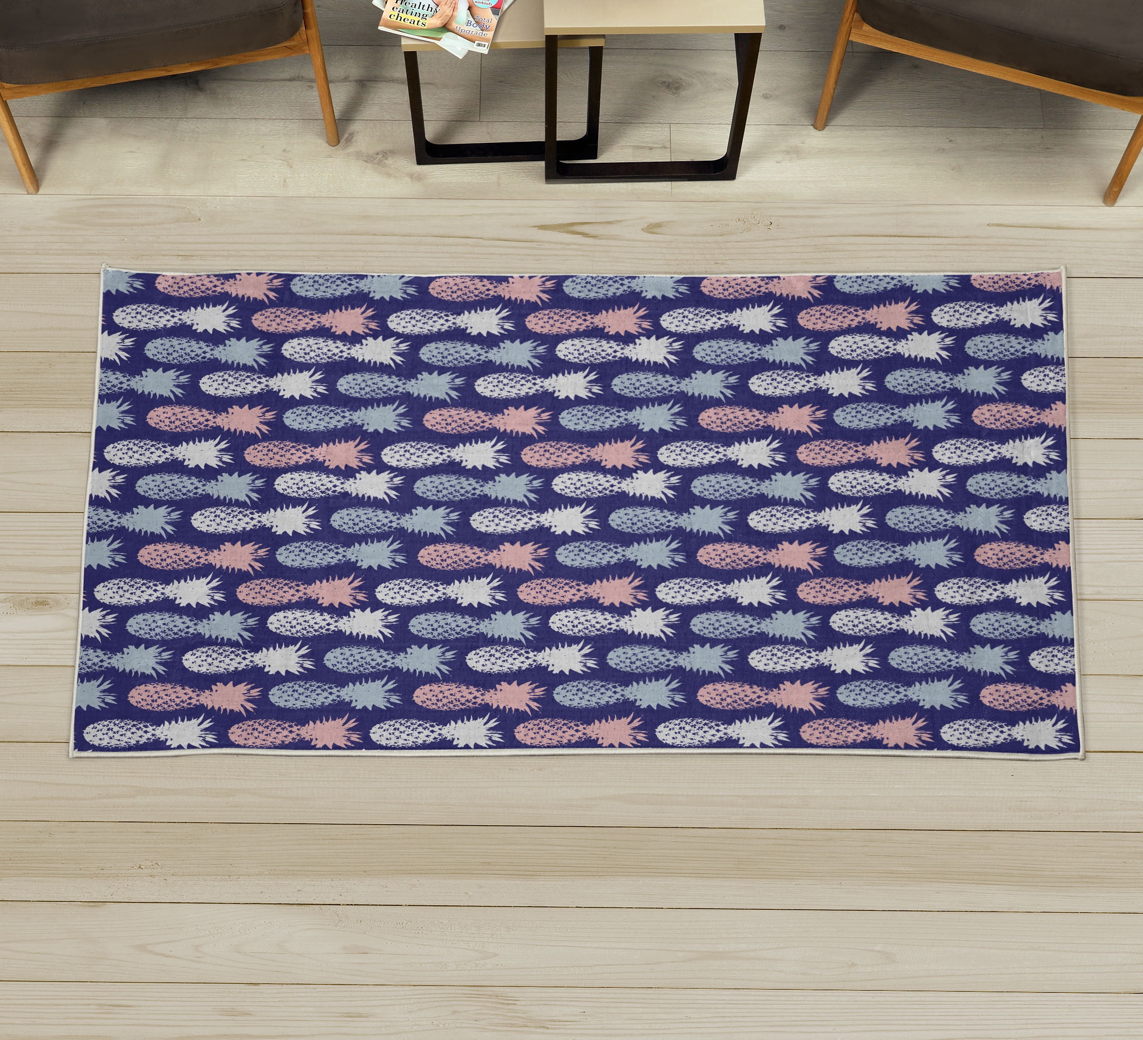 Pineapple Decorative Rug, Summer Island Tropic Fruit Pattern Stamped ...