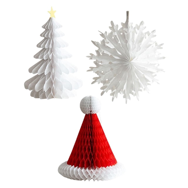 3 Adornos Navideños de Papel con Forma de Panal, Centro de Mesa, Decoraciones Colgantes Reutilizables para Fiestas, Interiores y Exteriores estilo 2