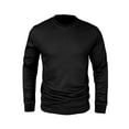 thumbnail image 3 of Hanerdun Men Basic Long Sleeve T-Shirts Male Solid Pullover Tee Tops Black S, 3 of 5