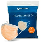 HALYARD FLUIDSHIELD 3 Disposable Face Mask - Level 3, Orange, Box of 40 - Pleat Style Face Mask with SO SOFT Lining and Earloops, Model 47107