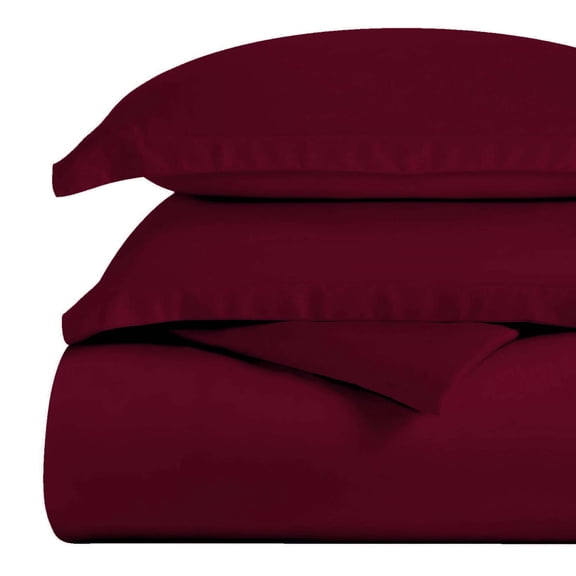 Superior Egyptian Cotton 300 Thread Count Duvet Cover Set, Full/Queen, Burgundy