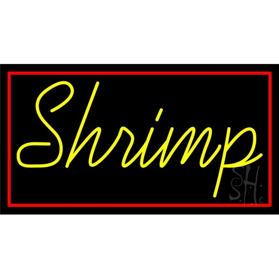 Shrimp Cursive 1 LED Neon Sign 20" Tall x 37" Wide - inches Black Square Cut Acrylic Backing, with Dimmer - Premium built indoor Sign for Club, Home décor, Event, Workshop, Storefront.