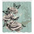 thumbnail image 3 of Ambesonne Rose Shower Curtain, Grunge Vintage, 69"Wx70"L, Seafoam Grey Black, 3 of 3