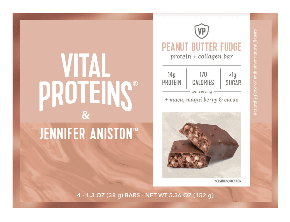 Vital Proteins Jennifer Aniston Collagen Protein Bar, 4 Count, Peanut