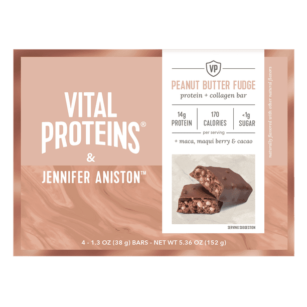 Vital Proteins Jennifer Aniston Collagen Protein Bar, 4 Count, Peanut