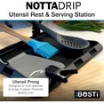 thumbnail image 4 of Nottadrip Silicone Spoon Rest for Stove Top - Kitchen Spoon Rest for Countertop, Ladle Holder, All in 1 Serving Station, Elevate Handles, Drip to Tray, Mess Free - 3PC Set No Trivet - Black, 4 of 5