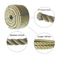 thumbnail image 3 of Twisted ProManila - UnManila, Polypropylene Cord Twisted 4 Strand for Indoor Outdoor Use, Tan Rope Cordage for Decor, Crafts, Sporting, Commercial, and Landscaping, 3 of 7