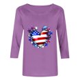 thumbnail image 6 of Weiqiqre Summer Tops for Women 2025 4Th of July Shirts for Women 3/4 Sleeve Plus Size T Shirt Round Neck Soft Cotton Tops, 6 of 6