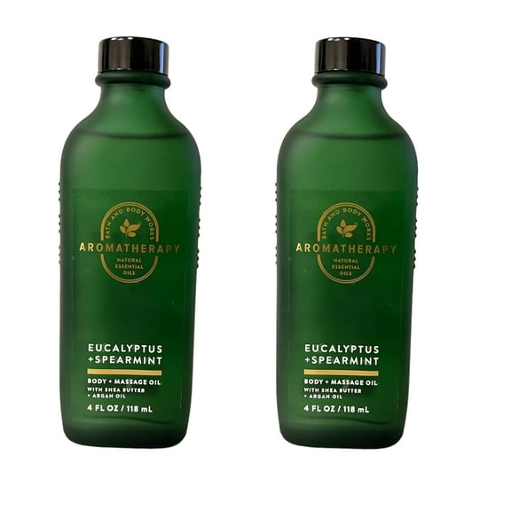 Bath & Body Works Aromatherapy Eucalyptus Spearmint Body & Massage Oil 4 fl oz 2 Pack