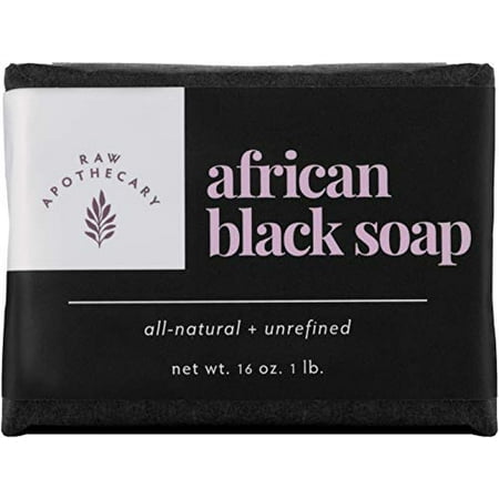 Raw African Black Soap, 100% All Natural by Raw Apothecary- Fair Trade, Cruelty Free, Organic and Unrefined (1