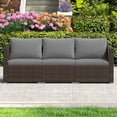 thumbnail image 2 of Patiojoy 3-Piece Outdoor Wicker Sectional Sofa Set PE Rattan Modular Couch with Thick Cushions Grey, 2 of 10