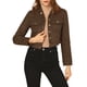 thumbnail image 5 of Chaqueta de moto recortada de ante sintético con cuello de solapa para mujer INSPIRE CHIC XL Café, 5 of 8