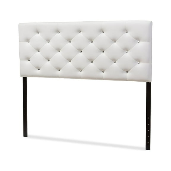 Baxton Studio Viviana Modern and Contemporary White Faux Leather Upholstered Button-tufted Queen Size