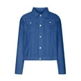 thumbnail image 3 of jjayotai Womens Coat Tops Clearance Womens Jean Jacket Fashion Casual Denim Jacket Long Sleeve Button Down Chest Pockets Daily Coat, 3 of 5