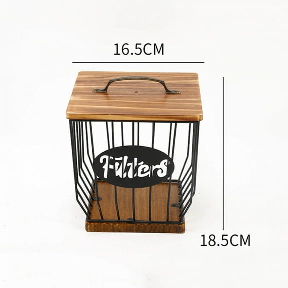 Coffee Capsules Holder Metal Large Capacity Coffee Pod Organizer with Wooden Lid for for Coffee Bar Counter Storage Container