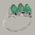 thumbnail image 2 of LBG British Made 9k White Gold Natural Emerald Womens Trilogy Ring - 33 size options - Size 11.5, 2 of 5