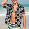 thumbnail image 5 of KLL Men's Hawaiian Shirt Short Sleeve Button Down Beach Shirts-White Sunflowers, 5 of 5