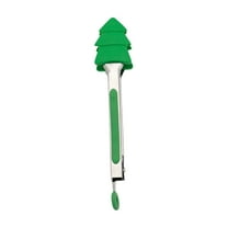 Christmas Silicone Mini Tongs, Small Style Tongs for Cooking, Colourful Tong for Serving Food, Ice Cube, Fruits, Sugar, Green
