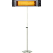 Hanover 34.6-In. Wide Electric Carbon Infrared Heat Lamp with Remote Control and Stainless Steel Stand, Silver