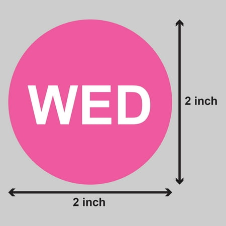 Deal of the Day - Round Wednesday Stickers (2 inch, 300 Stickers per Roll, Pink) for Inventory or Shipping