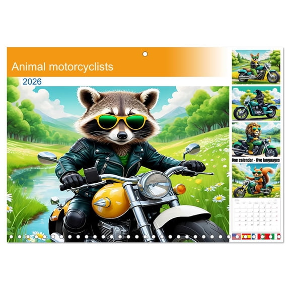 Animal motorcyclists (Monthly Wall Calendar 2026 16.5 x 23.4 (open)), CALVENDO 14 Month Calendar