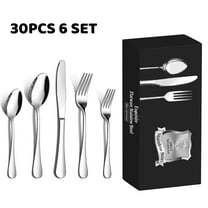 30 Pcs Silverware Set for 6, Kosbon Stainless Steel Flatware Tableware Set, Include Forks Spoons and Knives Set, Mirror Polished Cutlery Utensil Set for Home Restaurant, Dishwasher Safe