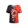 thumbnail image 3 of DYMADE Womens Summer Short Sleeve Blouse Floral Print Casual Tunic T-Shirt Tops, 3 of 4