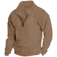 thumbnail image 2 of Dqueduo Men's Fashion Sweatshirt, Solid Long Sleeve Turndown Collar Casual Zipper Top Sweatshirt, Regular Length Men's Sweatshirt, 2 of 6