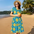 thumbnail image 4 of Lsque Bee Sunflower Print Women's Casual Dress T-Shirt Summer Short Sleeve Scoop Neck Swing Dresses, 4 of 6