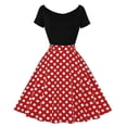 thumbnail image 1 of Robe d'Été à Pois pour Femme, Ligne A, Robe de Soirée Rétro à Manches Courtes, Robe Évasée, 1 of 3