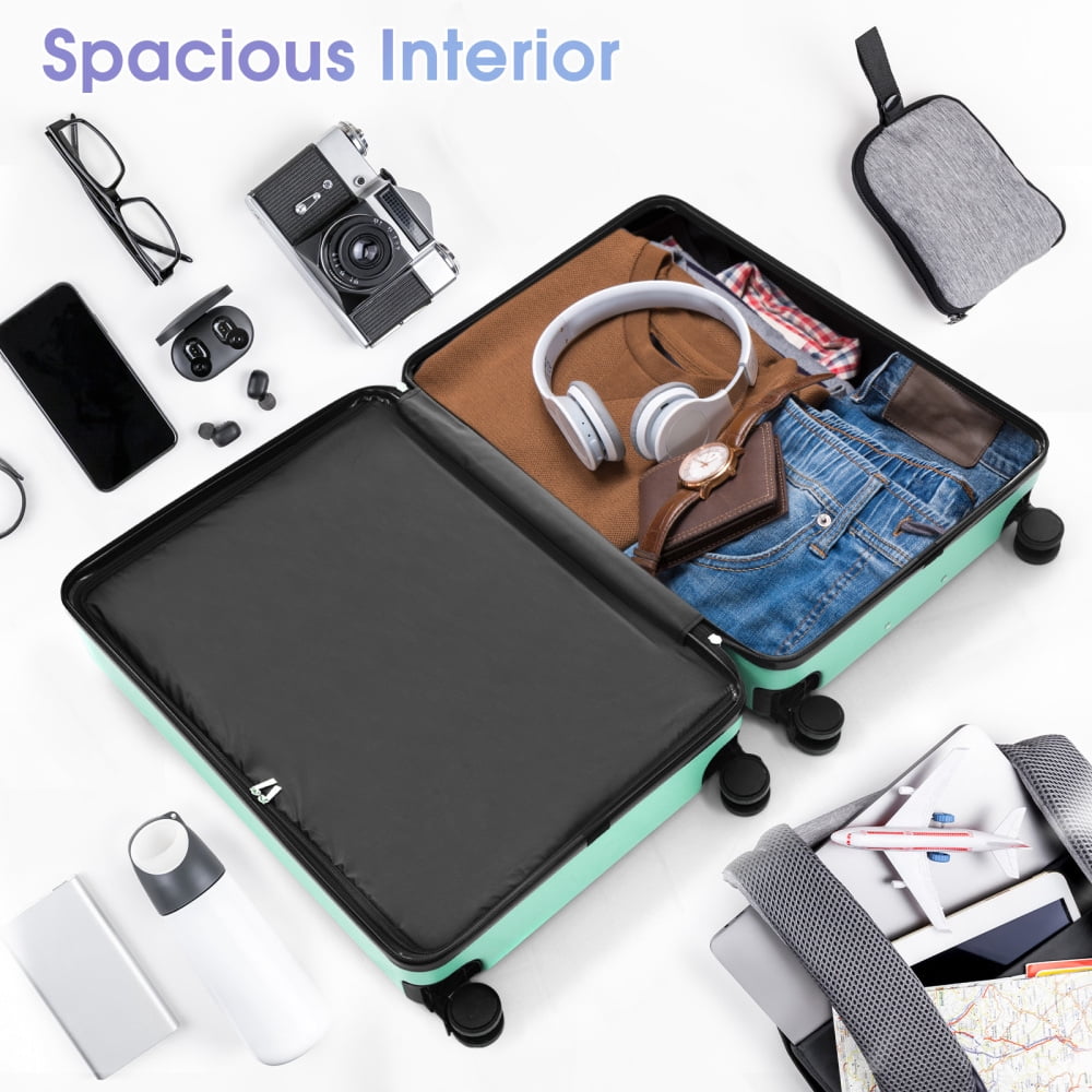 Pawverly ABS Hardside Luggage Set, 3-Piece Spinner Wheel Suitcase Collection (20"/24"/28") with TSA Combination Lock, Lightweight Travel Luggage for Carry-On & Checked Trips