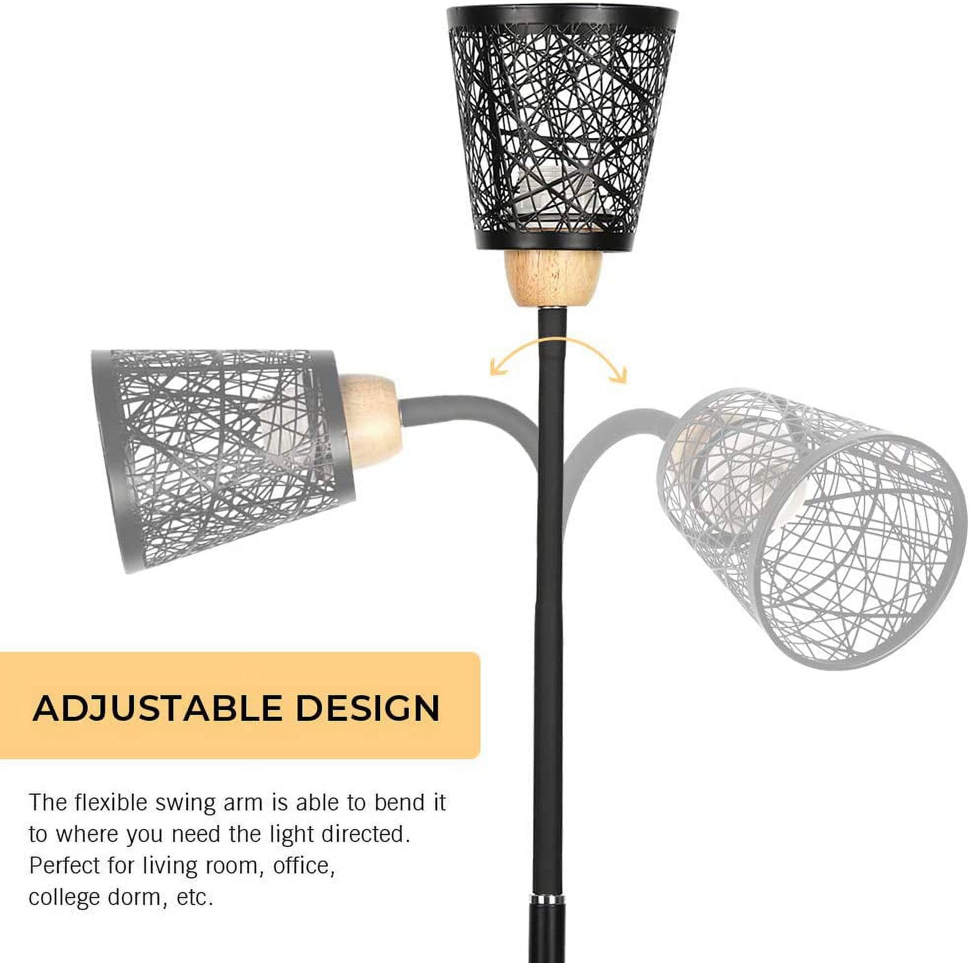 Haitral Industrial 54" 1-Light Adjustable Height Floor Lamp with 360 Adjustable Swing Arm, Black