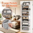 thumbnail image 5 of PLUMEBAY Over The Door Organizer, 5 Layer Hanging Storage with Clear Window and Mesh Side Pockets, Gray, 5 of 7